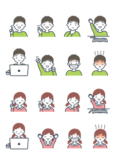 人物ポーズイラストセット05 人物,人,男の子,女の子,アイコン,ポーズ,小学生,子供,アイデア,発想のイラスト素材