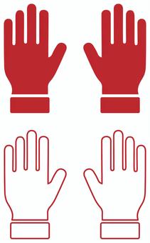 手のアイコン 赤 手,アイコン,パー,手のひら,左手,右手,両手,バンザイ,指,人のイラスト素材