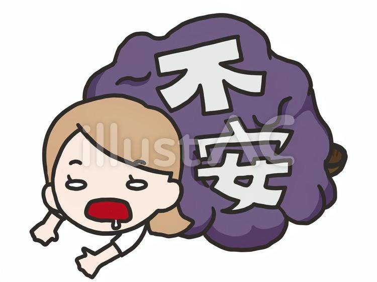 不安に潰される女性：気絶 女性,手書き,手描きのイラスト素材