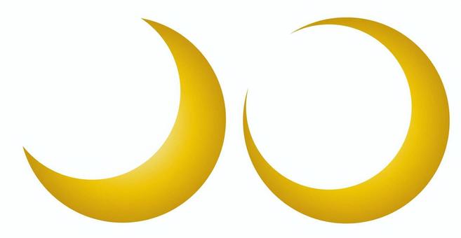月のセット 三日月,月,白背景,金,グラデーション,アイコン,シンボル,天体,シンプル,デザインのイラスト素材