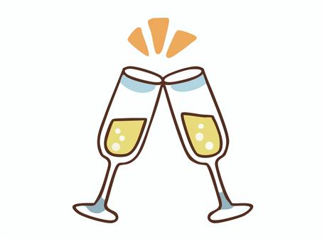 シャンパンで乾杯するイラスト シャンパンで乾杯するイラスト シャンパン,スパークリング,ワイン,白ワイン,シャンパングラス,キラキラ,乾杯,お祝い,イベント,スパークリングワインのイラスト素材