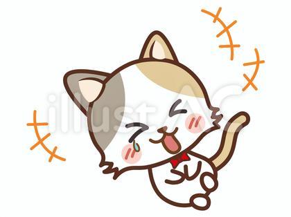 笑い転げる・お腹を抱える/猫(カラー)
