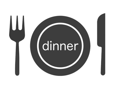 『dinner』ランチを表すの英語の文字 ディナー,文字,英語,フォーク,スプーン,夕食,カトラリー,食事,黒色のイラスト素材
