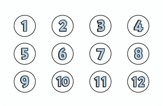 青い数字セット 青い数字セット 数字,セット,番号,丸,アイコン,12カ月,1年,並び,順番,青のイラスト素材