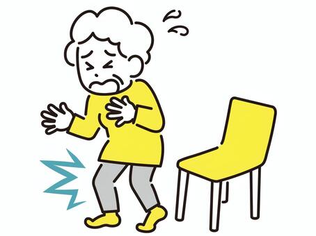 膝の痛み　シニア女性 膝,痛い,椅子,立ち上がり,女性,シニア,初老,老人,年寄り,お婆さんのイラスト素材
