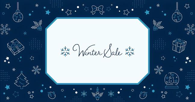 ウインターセールのイラストフレーム 冬,背景,フレーム,11月,12月,1月,セール,バナー,飾り枠,販売促進のイラスト素材
