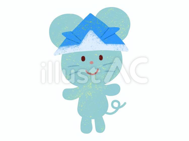 ねずみ　かぶと ねずみ,かわいい,ふわふわのイラスト素材