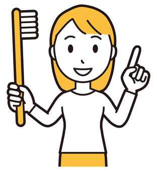  ロングヘア女性(黄)-556-バスト 歯磨き,女性,女の子,人物,かわいい,虫歯予防,デンタルケア,指導,ガイド,虫歯のイラスト素材