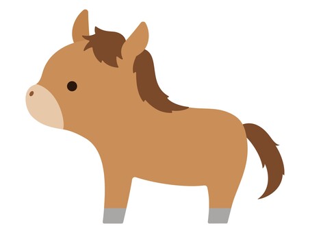横向きの馬のイラスト 馬,午年,午,動物,横向き,横,横顔,かわいい,可愛い,ポップのイラスト素材