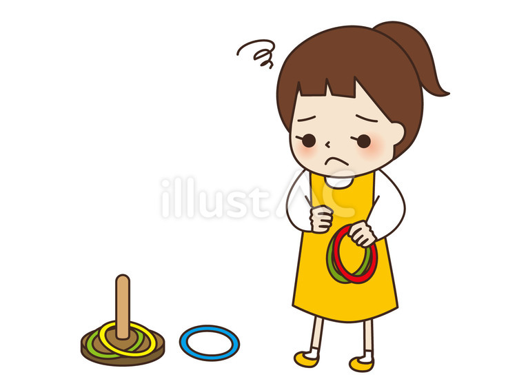 わなげで入らず悔しい表情の子供 輪投げ,子供,失敗のイラスト素材