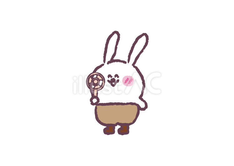 ハンディファンとうさぎ うさぎ,ウサギ,兎のイラスト素材