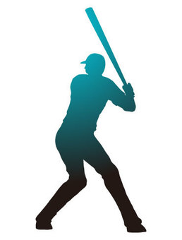 Illustration, baseball, batter, sylwetka, 