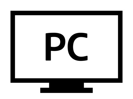 パソコン・デスクトップ画面を表すアイコン pc,パソコン,モニター,ディスプレイ,画面,デスクトップ,アイコン,シンボル,線画,モノクロのイラスト素材