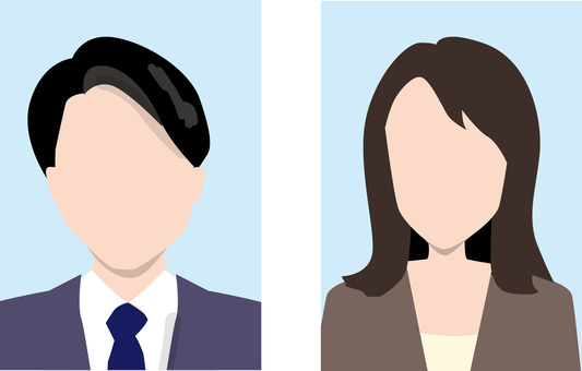 証明写真 男性,女性,人物,証明写真,人材,イメージ,のっぺらぼう,サンプルのイラスト素材