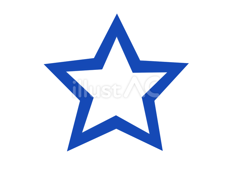 星1個のシンプルな線画イラスト2（青） 星,1個,ピカピカのイラスト素材