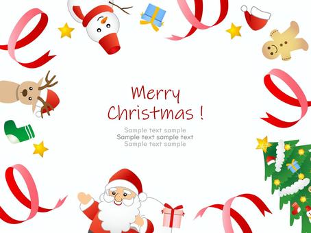 クリスマスの背景、フレーム06 クリスマス,サンタクロース,クリスマスツリー,ツリー,トナカイ,背景,フレーム,リボン,プレゼント,水彩のイラスト素材