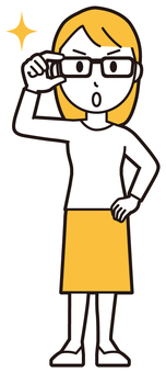  ロングヘア女性(黄)-506-全身