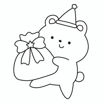 クリスマスプレゼントを持ったくま クリスマスプレゼントを持ったくま クリスマス,プレゼント,くま,サンタ,帽子,動物,モノトーン,塗り絵,可愛い,ゆるいのイラスト素材