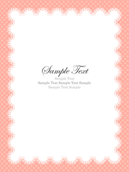 レースのフレーム、背景04 レース,フレーム,背景,レースペーパー,枠,ピンク,飾り枠,レース柄,白,ドットのイラスト素材