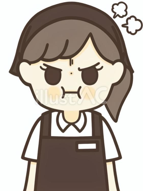 怒っている女性店員 女性,店員,スタッフのイラスト素材
