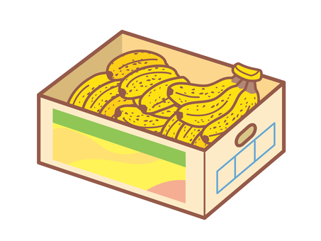 箱いっぱいの熟したバナナ バナナ,完熟,熟す,果物,シュガースポット,茶色,点々,箱,ダンボールのイラスト素材