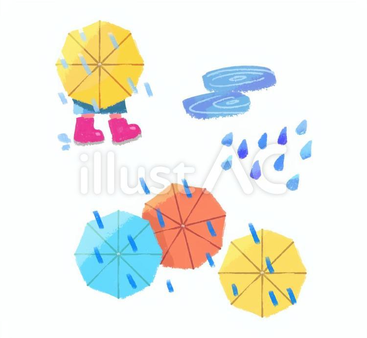 雨の日　イラスト 雨,雨の日,水たまりのイラスト素材