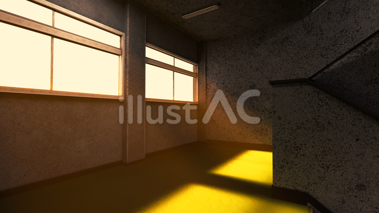 学校の階段　差し込む光 階段,光,3dのイラスト素材
