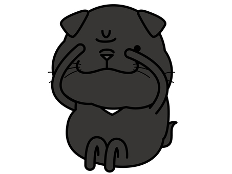 黒パグさん チラ見 チラ見,覗き見,パグ,黒,恐る恐る,キャラクター,小型犬,犬,動物,哺乳類のイラスト素材