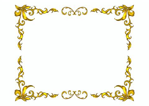 四角いアンティークフレーム　金色 エレガント,フレーム,飾り枠,クラシック,デコレーション,イラスト,手描き,葉,ボタニカル,グラフィックのイラスト素材