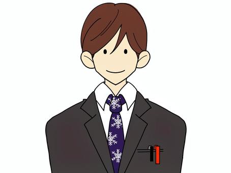 雪の結晶柄ネクタイの男性 ネクタイ,男性,雪の結晶,メンズ,衣料品,スーツ,クリスマスのイラスト素材