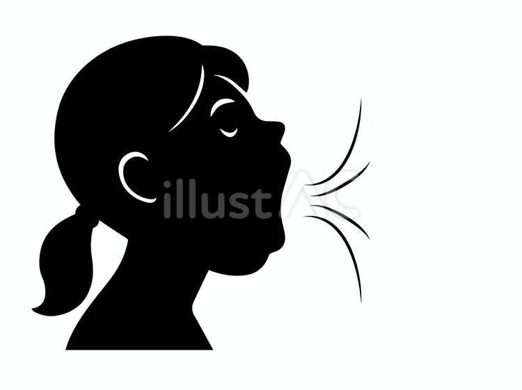 息を吸う女子の横顔シルエット動画 息,吸う,吸引のイラスト素材