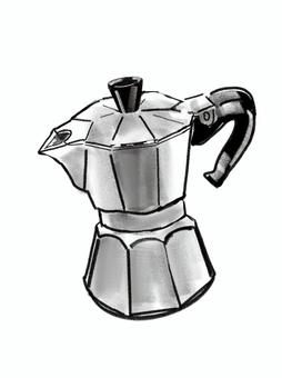 マキネッタ_２背景白 コーヒー,エスプレッソマシン,マキネッタ,休憩,ティータイム,コーヒータイム,直火式,カフェ,エスプレッソ,cafeのイラスト素材