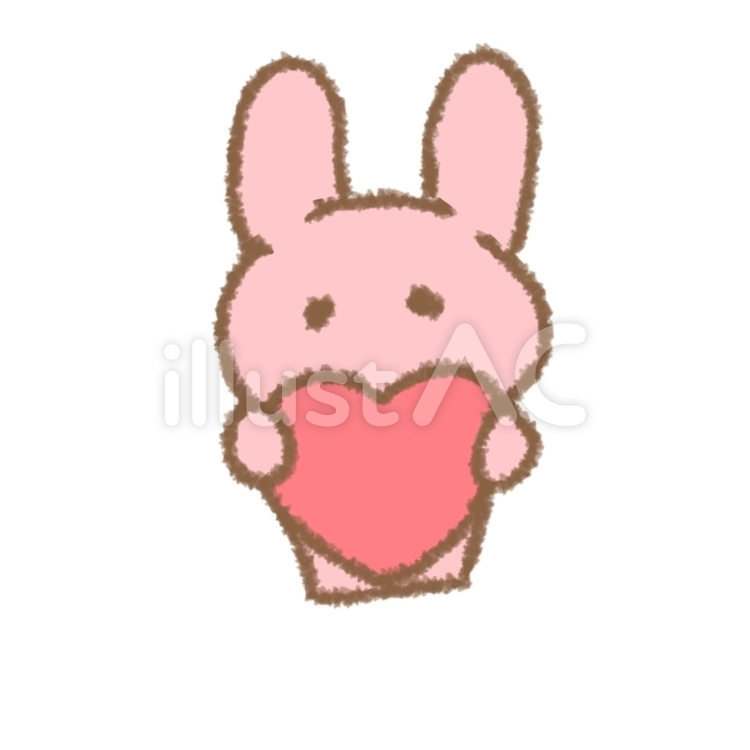 ハートを持つうさぎ ハート,うさぎ,動物のイラスト素材