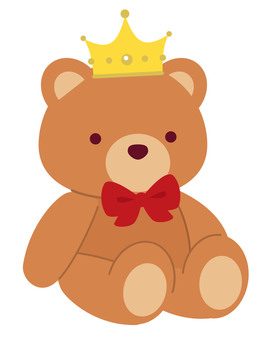 金色の王冠を被ったテディベア テディベア,王冠,金色,くま,ぬいぐるみ,プレゼント,おもちゃ,お座り,リボン,王様のイラスト素材