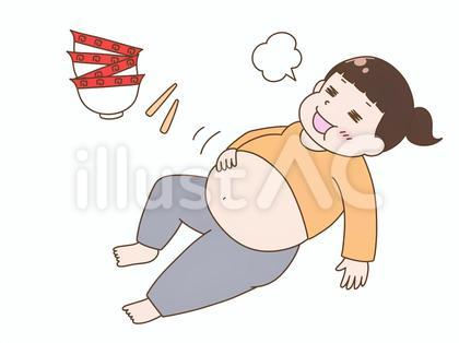 食べすぎて太った女性
