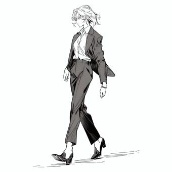 Illustration, female, suit, pants, 