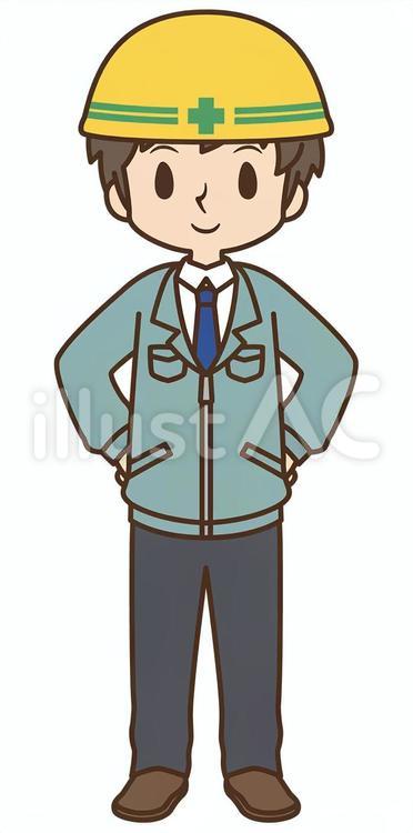 作業服の男性01_A2 微笑む,男性,笑顔のイラスト素材