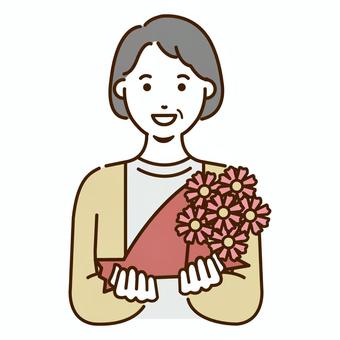 笑顔のおばあちゃん　単体 笑顔,女性,敬老の日,9月,イベント,おばあちゃん,祖母,高齢者,老人,プレゼントのイラスト素材
