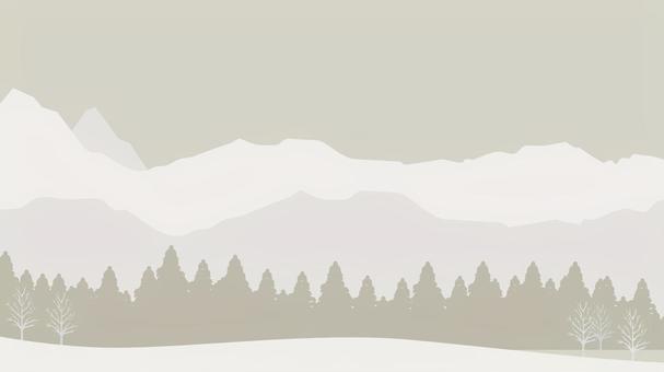 グラデーション背景 山脈 雪の森（白） 森,背景,冬,クリスマス,雪原,山,山脈,グラデーション,雪,白のイラスト素材