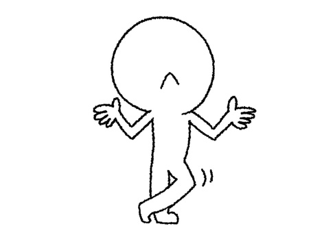 動じないシルエット シルエット,動じず,平気,リアクション,pop調,手描き,挿絵,ワンポイント,素材,商用可のイラスト素材