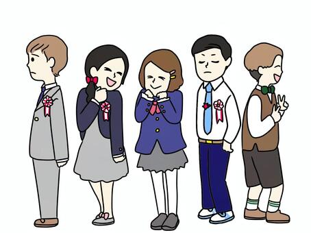 入学式で整列する小学生 学校,小学校,小学生,10代,子供,かわいい,幼い,児童,仲間,友達のイラスト素材