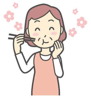  エプロンおばちゃん-216-バスト 食べる,おいしい,おばちゃん,エプロン,お母さん,ママ,中年,おばさん,主婦,人物のイラスト素材