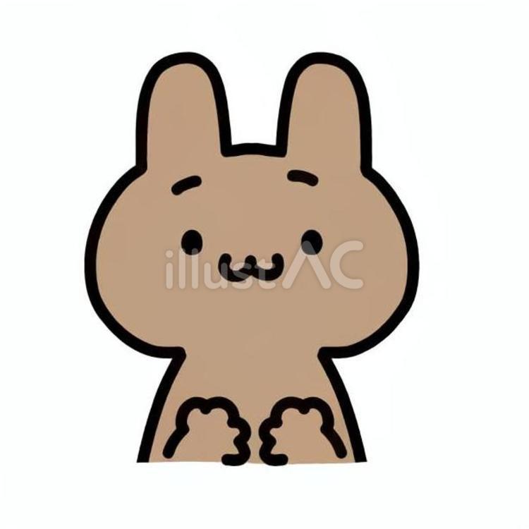 手を胸に当てて安心するうさぎ うさぎ,猫,前足のイラスト素材