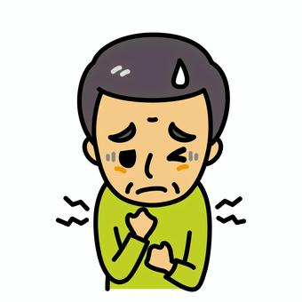 シニア男性　胸の痛み 病気,高齢者,胸,痛み,胸痛,症状,苦しい,肺炎,気胸,肺のイラスト素材
