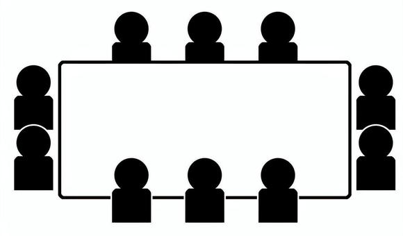 会議（MTG）イラスト ミーティング,着席,会議,集まり,司会,発言,mtg,人,雑談,話すのイラスト素材