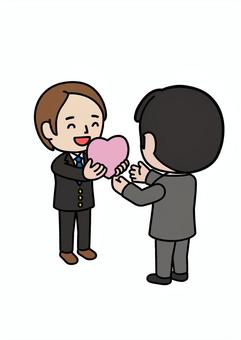 ハートを渡す男