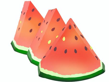 Watermelon (3 slices), watermelon, fruit, species, JPG and PNG