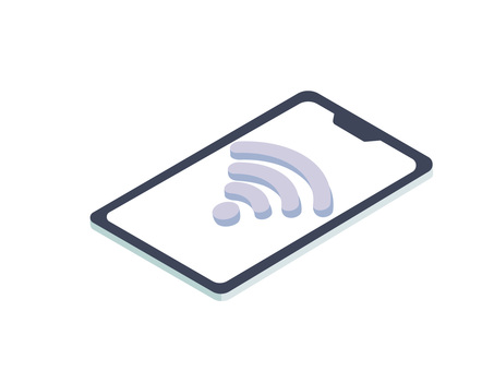 スマホの画面とWi-Fiマーク スマホ,携帯,端末,画面,デジタル,オンライン,wi-fi,通信のイラスト素材