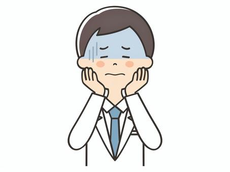 ショックを受ける白衣の男性 ショックを受ける白衣の男性 困る,不安,悩む,落ち込む,不調,ガーン,ショック,緊張,失敗,医者のイラスト素材