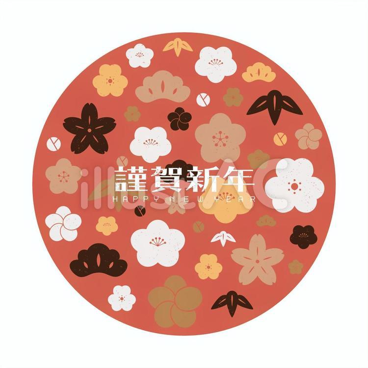 お正月素材が散りばめられたフリー背景12 正月,お正月,年賀状のイラスト素材